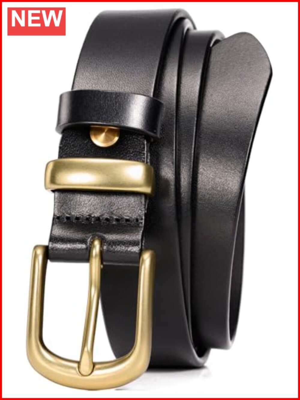 Womens 100% Italian Full Grain Leather Belt Gold Buckle Jeans